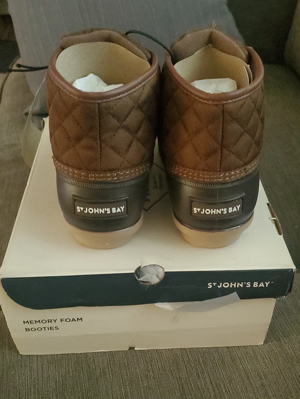 : NIB St. John’s Bay Denton Flat Heel Rain Boots - Brown - Size 8M - Picture 3 of 4